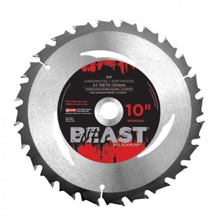 LACKMOND Beast Rip Blade, Flat Top, 10 Blade Dia, 58 in, 0126 Kerf, 5500 rpm Maximum, Applicable Mate WRB10024